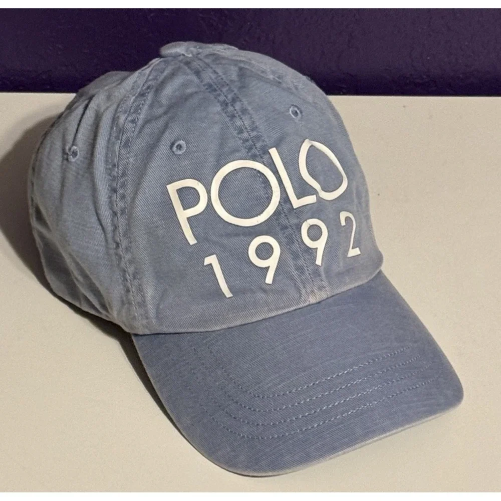 Polo Ralph Lauren Stadium 1992 Chino Hat Chambray Leather Strap Cap RRL Rare